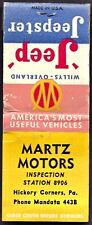 Vintage matchbook willys for sale  Mechanicsburg