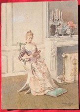 Aquarelle portrait élégante d'occasion Aquarelle portrait élégante d'occasion  Limoges-