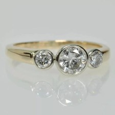 Anel de casamento vintage antigo de diamante branco Art Deco 2,60 quilates ouro amarelo 14K FN comprar usado  Enviando para Brazil
