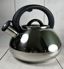 Chaleira Brandani Itália assobio 3 qt. Cabo de aço inoxidável toque macio preto comprar usado  Enviando para Brazil