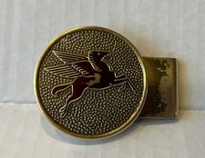 Clipe de dinheiro vintage Mobil Pegasus latão pátina envelhecida retrô tom dourado e vermelho comprar usado  Enviando para Brazil