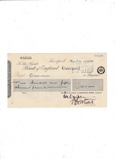 Bank england cheque for sale  CHELMSFORD