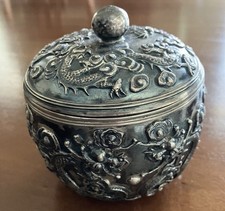 Caixa de prata exportação chinesa Double Dragons Chasing Pearl comprar usado  Enviando para Brazil