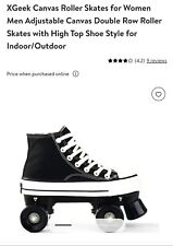Patins de lona XGeek para mulheres homens lona ajustável fileira dupla preto 7, usado comprar usado  Enviando para Brazil