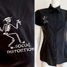 Camisa feminina SOCIAL DISTORTION manga folhada manga folhada blusa feminina punk, usado comprar usado  Enviando para Brazil
