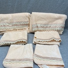 Conjunto de toalhas de renda bordadas vintage Dundee cor pêssego EUA 6 peças comprar usado Conjunto de toalhas de renda bordadas vintage Dundee cor pêssego EUA 6 peças comprar usado  Enviando para Brazil