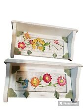 Vintage 2 Conjunto de Prateleira de Exibição de Parede - Decoração Floral com Ganchos Branco comprar usado  Enviando para Brazil