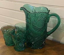 Jarro de vidro vintage verde esmeralda corte roda pino copos comprar usado Jarro de vidro vintage verde esmeralda corte roda pino copos comprar usado  Enviando para Brazil