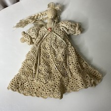 Fita de cabelo trançada bege crochê tecido à mão vintage 11" boneca menina brinquedo amigurumi comprar usado  Enviando para Brazil