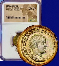 Toned Gordian III 238-244 AD prata romana antiga denário duplo escolha NGC muito bom estado, usado comprar usado  Enviando para Brazil