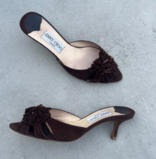 Jimmy Choo | Borla pompom mulas couro camurça marrom chocolate vintage (36 1/2) comprar usado  Enviando para Brazil
