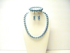 Gargantilha de vidro azul claro 10 mm pérola com cristal ondulado strass pescoço/suporte/brinco comprar usado  Enviando para Brazil