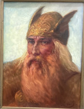 Melhor retrato viking famoso pintura a óleo vintage por Axel Linus artista listado comprar usado  Enviando para Brazil