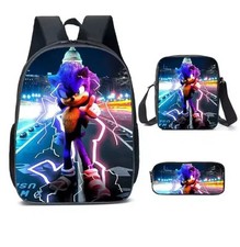 Usado, Conjunto de 3 peças mochila escolar Sonic desenho animado para crianças – alunos do ensino fundamental e médio comprar usado  Enviando para Brazil