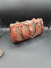 Usado, Bolsa de mão vintage cesta de vime acabamento em couro marrom retrô bolsa de verão comprar usado  Enviando para Brazil