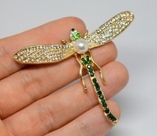 GRANDE! BROCHE DE INSETOS VOADORES LIBÉLULA COM CRISTAIS E PÉROLAS comprar usado  Enviando para Brazil