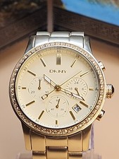 Relógio feminino DKNY NY-8322 moldura de cristal alumínio tom dourado cronógrafo FRETE GRÁTIS comprar usado  Enviando para Brazil