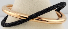 Pulseira aposentada Swarovski Swan assinada 5402735 pó de cristal preto ouro rosa M comprar usado  Enviando para Brazil
