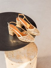 Sandales talon dorées d'occasion  Expédié en Belgium