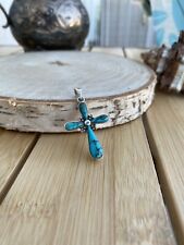 Silver cross pendant turquoise stone center design 925 sterling silver pendant na sprzedaż  PL