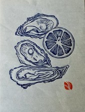 Linogravure huitres bleues d'occasion  Bruz