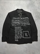 Usado, Blazer preto masculino Jean-Michel Basquiat x H&M Avant Garde com estampa gráfica de texto comprar usado  Enviando para Brazil