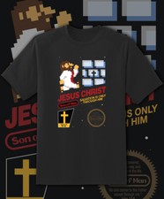 Camiseta de videogame retrô Jesus Christ Super Mario Bros NES envio rápido! comprar usado  Enviando para Brazil