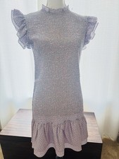Vestido French Connection Elao Verona Crepe Smocked Forget Me Not Tamanho G Lavanda comprar usado  Enviando para Brazil
