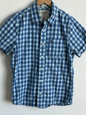 Camisa masculina Abercrombie & Fitch xadrez azul média manga curta botão para cima músculo comprar usado  Enviando para Brazil