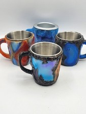 Conjunto de 4 canecas de café de resina cristalina mineral (cada uma com uma cor diferente) forro interno comprar usado  Enviando para Brazil