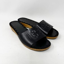 Sapato Tory Burch Couro Preto Aerin Slide Plano Tamanho 9 M Fundo de Madeira FALHA LEITURA comprar usado  Enviando para Brazil