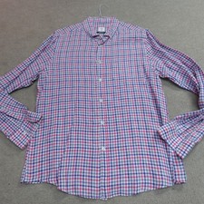 Camisa Mudo grande azul branca xadrez fuschia 100% linho comprar usado  Enviando para Brazil
