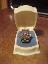 Anel de relógio vintage feminino tamanho 5 3/4 BUCHERER 800 prata marcasita tampa flip comprar usado  Enviando para Brazil