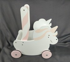 Carrinho de bebê Moover madeira dinamarquesa rosa branco unicórnio boneca carrinho de mão  comprar usado  Enviando para Brazil