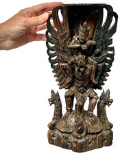 ESTÁTUA BALINESA VINTAGE VISHNU CAVALGANDO GARUDA MADEIRA REQUINTADAMENTE ESCULPIDA 31 cms comprar usado  Enviando para Brazil