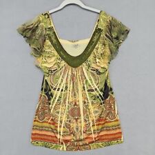 Camiseta One World feminina com miçangas L multicolorida boêmia hippie chique malha exclusiva, usado comprar usado  Enviando para Brazil