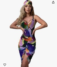 WDIRARA Beach Pool Cover Up & Scarf TAMANHO XL Rainbow Rouched Summer Matching comprar usado  Enviando para Brazil
