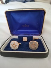Masonic etched cufflink for sale  WREXHAM