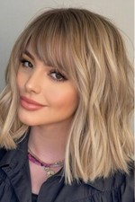 Peruca feminina Ombre loira mix cabelo humano marrom com franjas 13x4 renda frontal, usado comprar usado  Enviando para Brazil