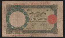 50 LIRE LUPETTA AFRICA ORIENTALE ITALIANA 12/09/1938 MB+ comprar usado  Enviando para Brazil