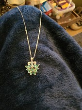 Silver necklace green for sale  LLANELLI