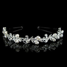 Tiara feminina de cristal folha de flor pérola casamento princesa formatura rainha tiara, usado comprar usado  Enviando para Brazil