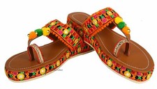 Nuevo Talla USA 8A 9.5 Bordado Mujer Pantuflas Mojari Sandalia Jutii Marrón comprar usado  Enviando para Brazil