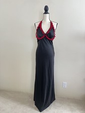 Vestido Halter de Cetim Preto e Vermelho com Babado Stolen Studios Tamanho Médio, usado comprar usado  Enviando para Brazil