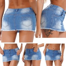 Mini-saia jeans feminina sexy cintura alta desgastada_bainha Bodycon linha A saias jeans comprar usado  Enviando para Brazil