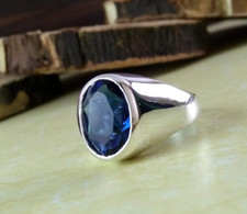 Anel de safira azul feito à mão anel de sinete prata 925 presente de aniversário para meninas venda comprar usado  Enviando para Brazil