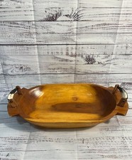 Tigela de frutas oval vintage de madeira com alças de chifre 16" comprar usado  Enviando para Brazil