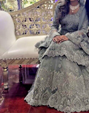 Bridal lengha grey for sale  MANCHESTER