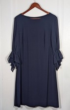 Vestido Lauren Ralph LRL manga longa transparente tamanho 16 azul marinho comprimento do joelho Georgette, usado comprar usado  Enviando para Brazil