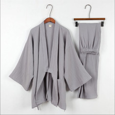 Conjunto de pijamas masculinos japoneses quimono top calças roupa de dormir Yukata algodão crepe  comprar usado  Enviando para Brazil